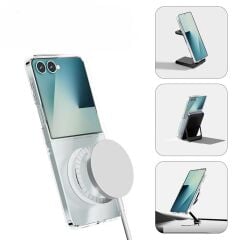 Galaxy Z Flip 7 uyumlu Şeffaf MagSafe Kılıf Sararmayan Sert PC Kapak