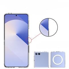 Galaxy Z Flip 7 uyumlu Şeffaf MagSafe Kılıf Sararmayan Sert PC Kapak