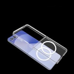 Galaxy Z Flip 7 uyumlu Şeffaf MagSafe Kılıf Sararmayan Sert PC Kapak