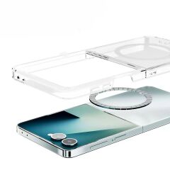 Galaxy Z Flip 7 uyumlu Şeffaf MagSafe Kılıf Sararmayan Sert PC Kapak Şeffaf