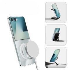 Galaxy Z Flip 7 uyumlu Şeffaf MagSafe Kılıf Sararmayan Sert PC Kapak Şeffaf