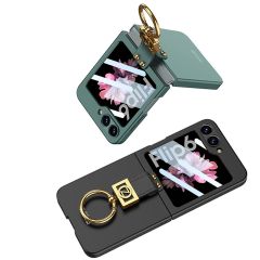 Samsung Galaxy Z Flip 6 uyumlu Yüzüklü Kılıf Premium Kapak Kamera Korumalı Mat ve İnce Tasarım Yeşil
