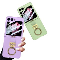 Samsung Galaxy Z Flip 6 uyumlu Yüzüklü Kılıf Premium Kapak Kamera Korumalı Mat ve İnce Tasarım Yeşil