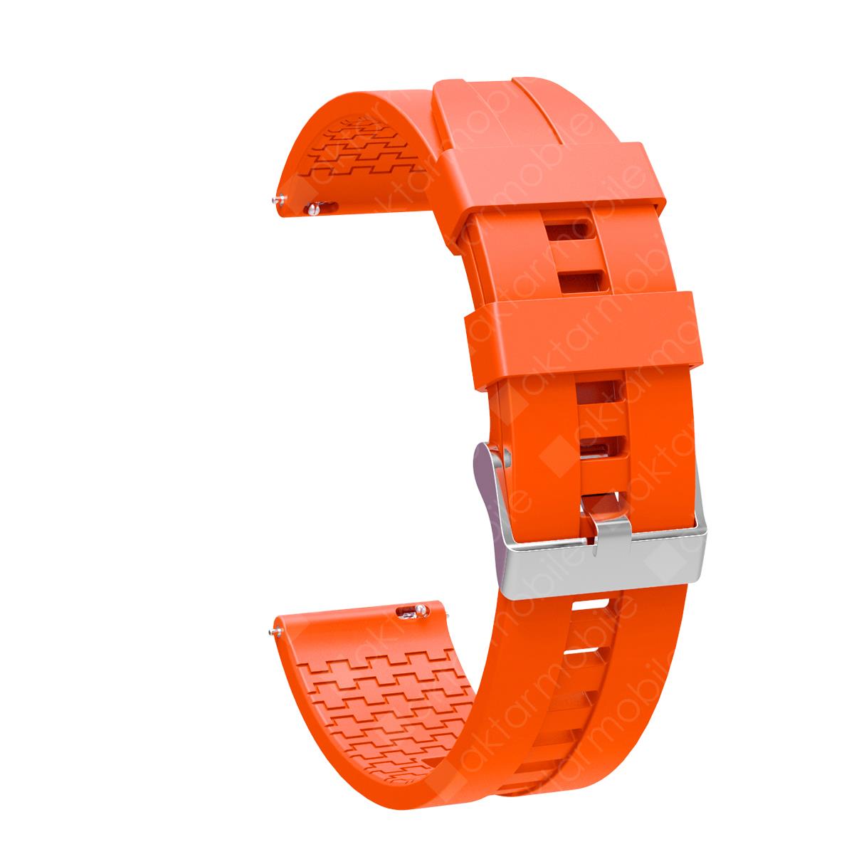Honor Magic Watch 2 42 mm Uyumlu Silikon Kordon Spor Tasarım Premium Spor Kayış Turuncu