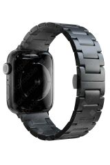 Apple Watch 7 6 SE 5 4 3 2 1 - 38 / 40 / 41 mm uyumlu Seramik Metal Kordon Premium Seramik Kayış Mat Siyah