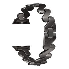 Apple Watch 7 6 SE 5 4 3 2 1 - 45 / 44 / 42 mm uyumlu Metal Kordon Zikzak Bilezik Çelik Kayış Siyah