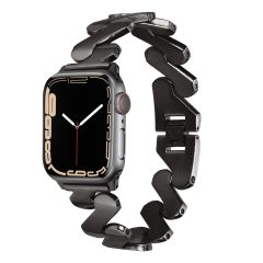 Apple Watch 7 6 SE 5 4 3 2 1 - 45 / 44 / 42 mm uyumlu Metal Kordon Zikzak Bilezik Çelik Kayış Siyah