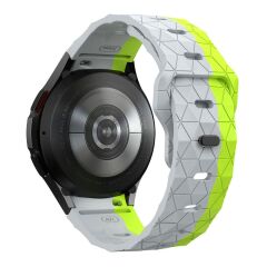 Samsung Galaxy Watch 7 40 44 mm Silikon Kordon Geometrik Desenli Spor Tasarım Premium Kayış Gri - Yeşil