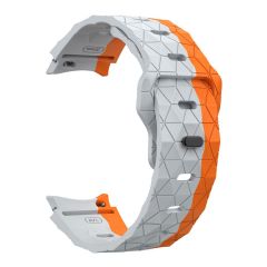 Samsung Galaxy Watch FE 40 mm Silikon Kordon Geometrik Desenli Spor Tasarım Premium Kayış Gri - Turuncu
