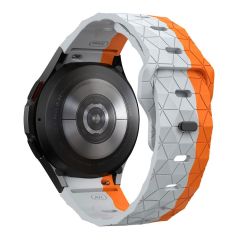 Samsung Galaxy Watch FE 40 mm Silikon Kordon Geometrik Desenli Spor Tasarım Premium Kayış Gri - Turuncu