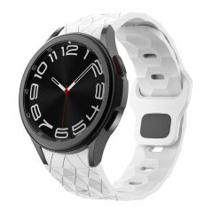 Samsung Galaxy Watch FE 40 mm Silikon Kordon Geometrik Desenli Spor Tasarım Premium Kayış Beyaz