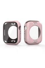 Apple Watch 8 45 mm uyumlu Ekran Koruyucu 360° Kasa Koruma Tüm Gövde Kapak Darbe Emici Pembe