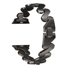 Apple Watch 7 6 SE 5 4 3 2 1 - 41 / 40 / 38 mm uyumlu Metal Kordon Zikzak Bilezik Çelik Kayış Siyah
