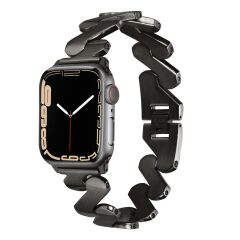 Apple Watch 7 6 SE 5 4 3 2 1 - 41 / 40 / 38 mm uyumlu Metal Kordon Zikzak Bilezik Çelik Kayış Siyah