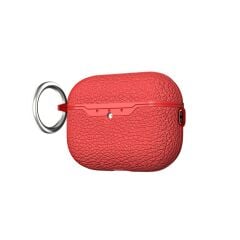 Airpods Pro 3. Nesil Uyumlu Kılıf Hoparlör ve Mikrofon Delikli Deri Görünümlü Silikon Kapak