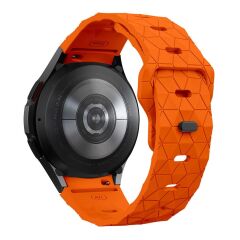 Samsung Galaxy Watch FE 40 mm Silikon Kordon Geometrik Desenli Spor Tasarım Premium Kayış Turuncu