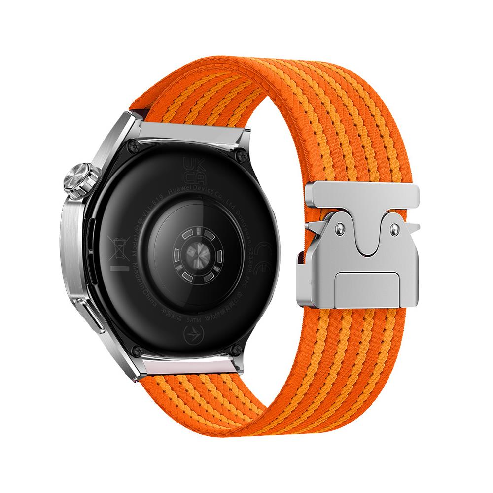 Huawei Watch Ultimate / Buds Uyumlu Naylon Dokuma Kumaş Kordon Premium Kayış Kilitli Toka Turuncu
