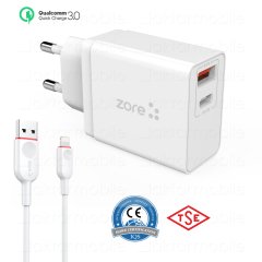 USB PD Hızlı Şarj Aleti Cihazı 3.4A + Lightning Kablo 18W QC 3.0