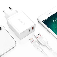 USB PD Hızlı Şarj Aleti Cihazı 3.4A + Lightning Kablo 18W QC 3.0