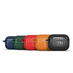 Airpods Pro 3. Nesil Uyumlu Kılıf Hoparlör ve Mikrofon Delikli Karbon Görünümlü Silikon Kapak