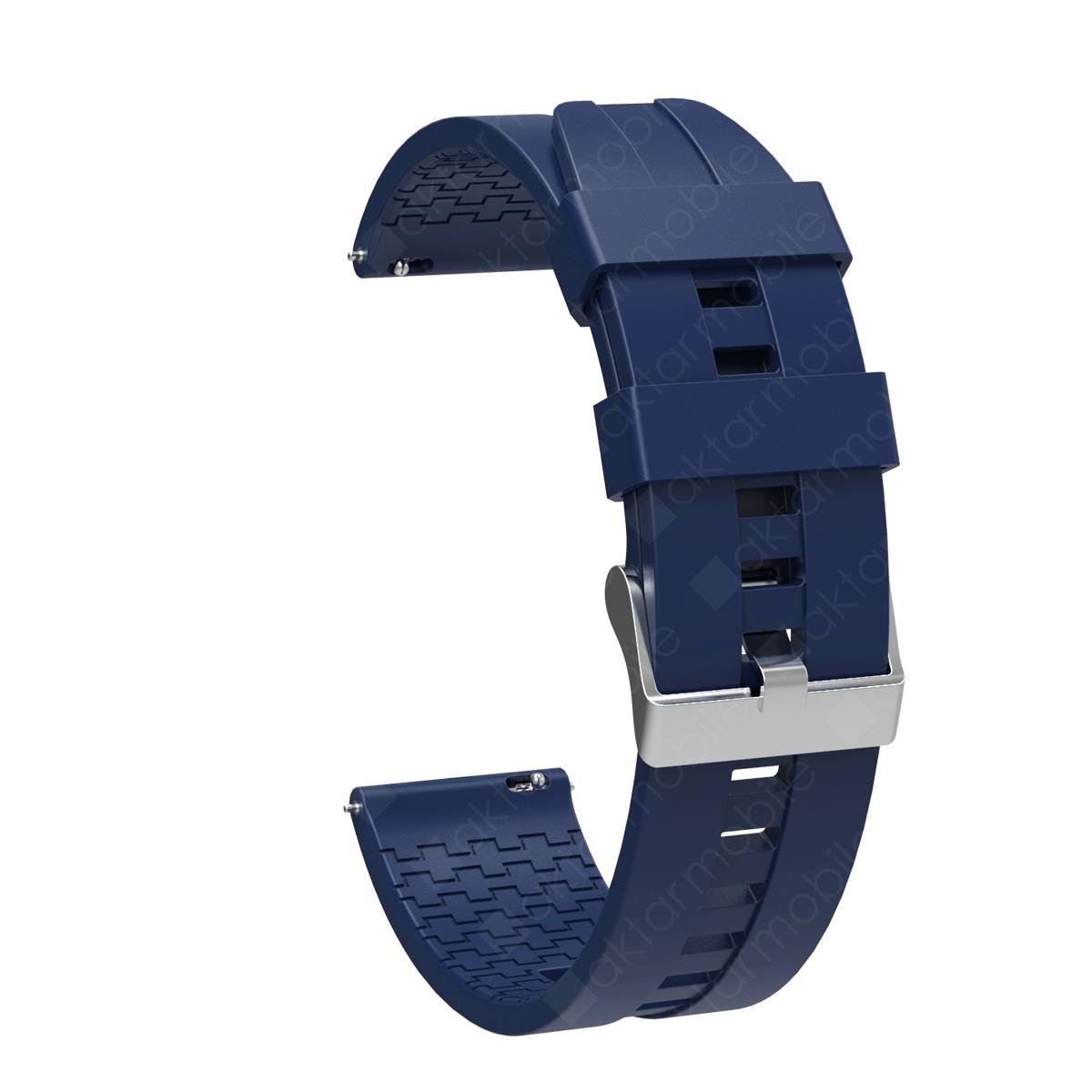Amazfit Bip Lite Uyumlu Silikon Kordon Spor Tasarım Premium Spor Kayış Lacivert