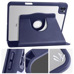 iPad Pro 11 2021 M1 uyumlu Kılıf 360 Dönebilen Kalem Bölmeli Yatay Dikey Standlı Akıllı Kapak Lacivert