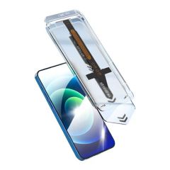 iPhone 13 Ekran Koruyucu & Hızlı Kurulum Aparatı - Anti-Dust Toz Geçirmez - 9H Temperli Cam