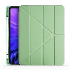 Apple iPad Pro 12.9 4. Nesil Kılıf Kalem Bölmeli Premium Smart Standlı Tablet Kılıfı Açık Yeşil