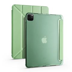 Apple iPad Pro 12.9 4. Nesil Kılıf Kalem Bölmeli Premium Smart Standlı Tablet Kılıfı Açık Yeşil