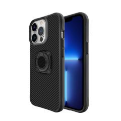 iPhone 13 Pro uyumlu Kılıf Metal Yüzüklü Karbon Fiber Desenli Kapak Spor Tasarım Darbe Emici