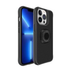iPhone 13 Pro uyumlu Kılıf Metal Yüzüklü Karbon Fiber Desenli Kapak Spor Tasarım Darbe Emici