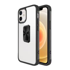 iPhone 12 uyumlu Kılıf Metal Yüzüklü El Askılı Şeffaf Parlak Kapak Şık Tasarım Darbe Emici