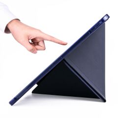 Apple iPad Pro 12.9 4. Nesil Kılıf Kalem Bölmeli Premium Smart Standlı Tablet Kılıfı Lacivert