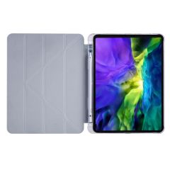 Apple iPad Pro 12.9 4. Nesil Kılıf Kalem Bölmeli Premium Smart Standlı Tablet Kılıfı Mavi