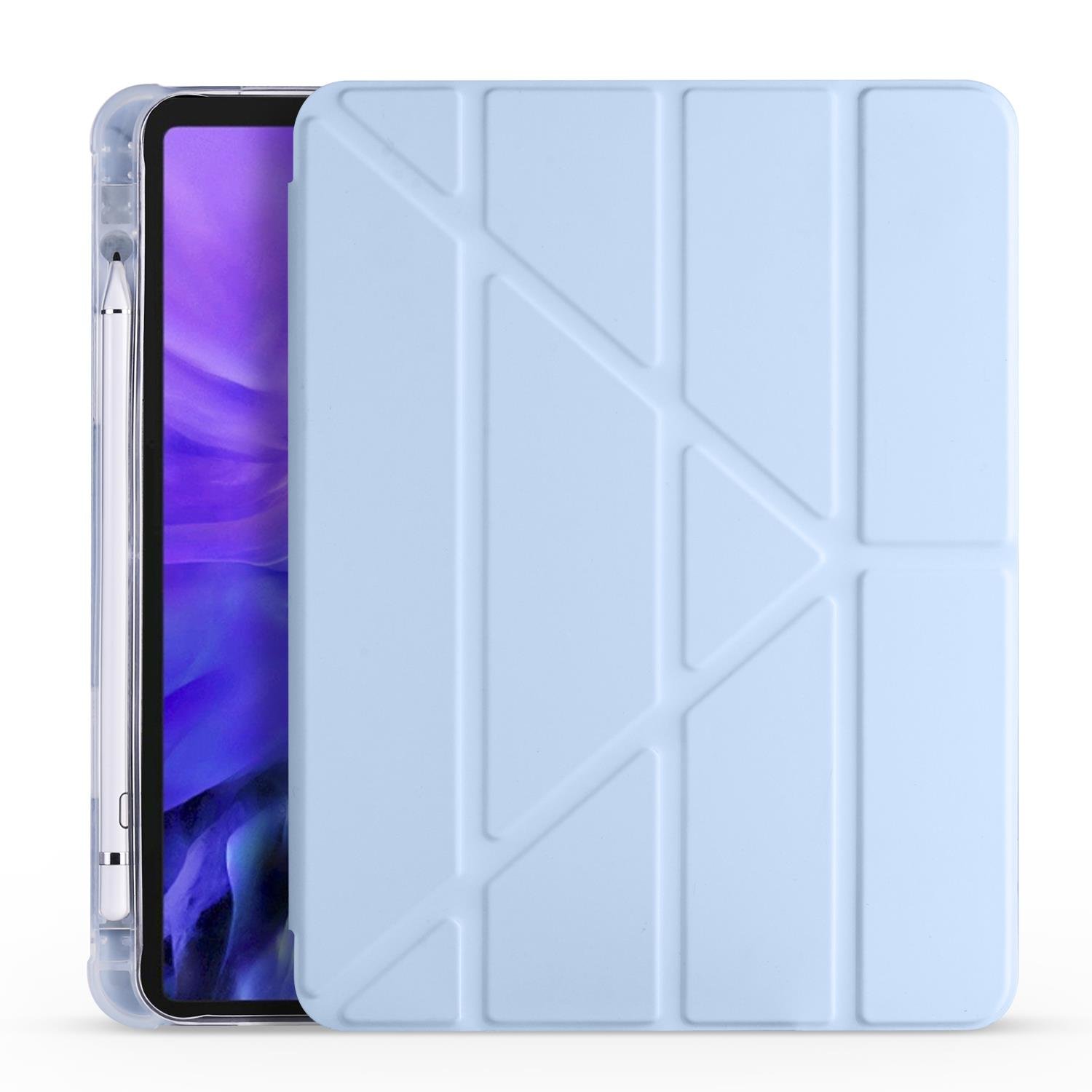 Apple iPad Pro 12.9 4. Nesil Kılıf Kalem Bölmeli Premium Smart Standlı Tablet Kılıfı Mavi