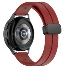 Samsung Galaxy Watch 46 mm Silikon Kordon Magnetik D Tokalı Spor Kayış Mıknatıslı Toka Mürdüm