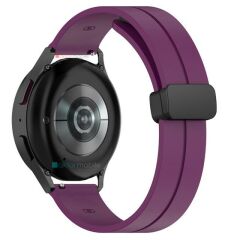 Huawei Watch 4 / Watch 4 Pro Silikon Kordon Magnetik D Tokalı Spor Kayış Mıknatıslı Toka Mor