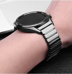 Huawei Watch GT Runner Uyumlu Seramik Kordon Premium Seramik Kayış Siyah