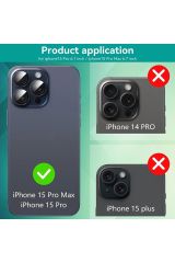iPhone 15 Pro & iPhone 15 Pro Max Uyumlu Safir Kamera Lens Koruyucu Tam Koruma Temperli Cam