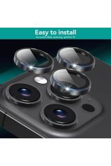 iPhone 15 Pro & iPhone 15 Pro Max Uyumlu Safir Kamera Lens Koruyucu Tam Koruma Temperli Cam