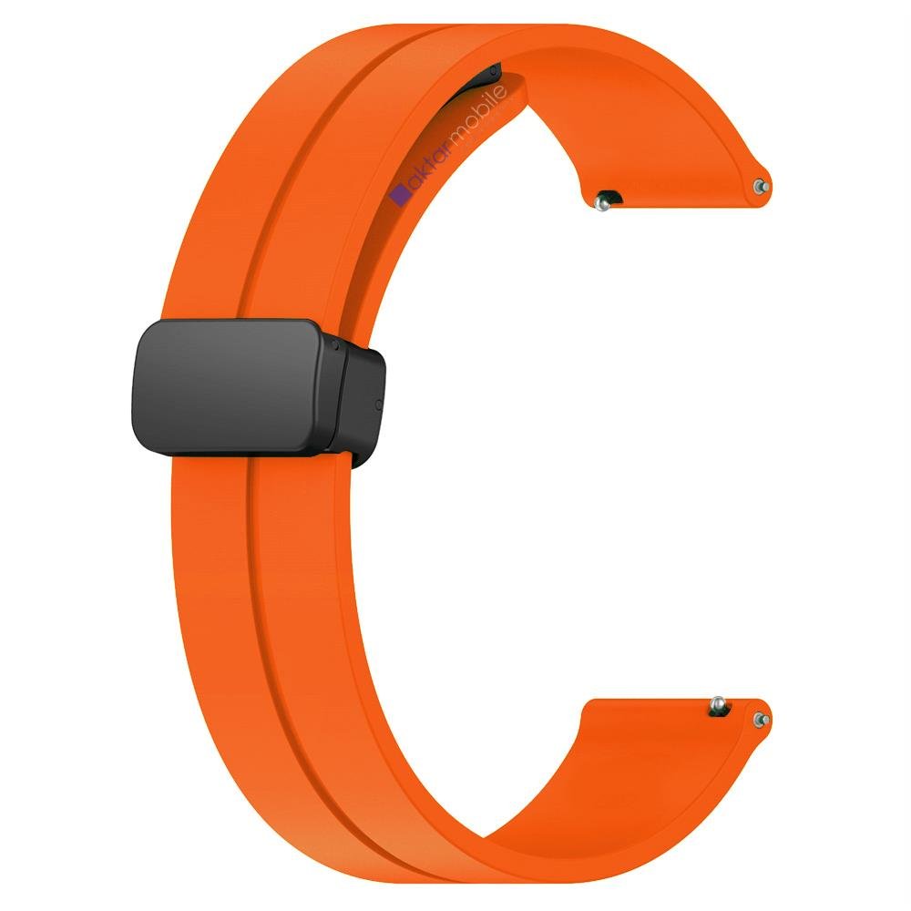 Samsung Galaxy Watch 42 mm Silikon Kordon Magnetik D Tokalı Spor Kayış Mıknatıslı Toka Turuncu