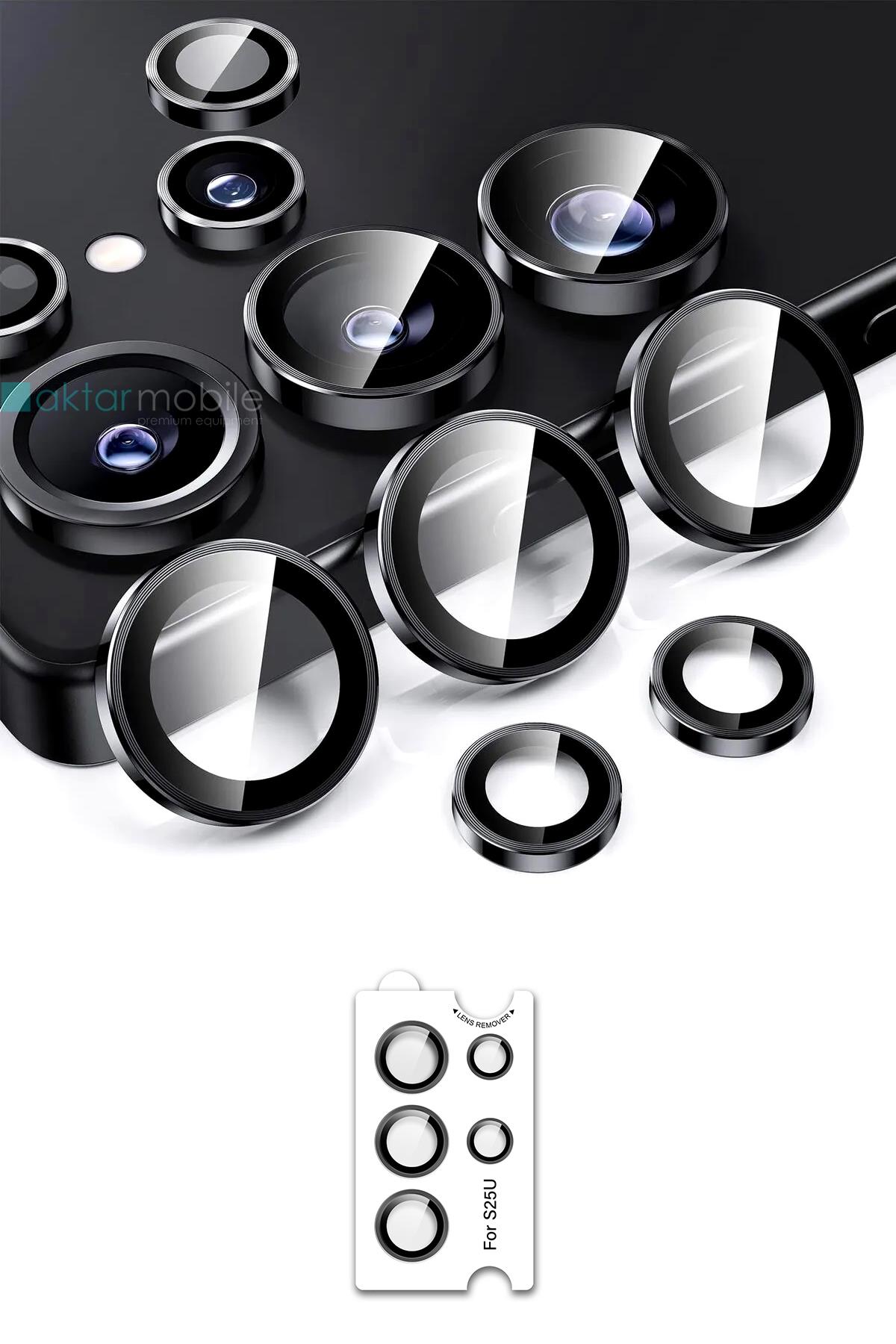 Galaxy S25 Ultra Uyumlu Premium Safir Kamera Lens Koruyucu Anti-Reftective Temperli Cam Tam Koruma