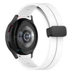 Samsung Galaxy Watch 42 mm Silikon Kordon Magnetik D Tokalı Spor Kayış Mıknatıslı Toka Beyaz