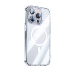 Apple iPhone 14 Pro Max Kılıf Magsafe Şarj Özellikli Benks Magnetic Shiny Glass Serisi Kapak Renksiz