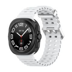 Samsung Galaxy Watch Ultra 47 mm uyumlu Silikon Spor Kordon Özel Pim Soft Jel Silikon Kayış
