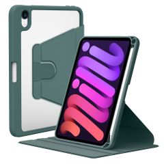 iPad Mini 6. Nesil 2021 Uyumlu Kılıf 360° Dönebilen Kalem Bölmeli Standlı Akıllı Kapak Premium Koyu Yeşil