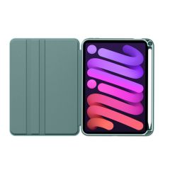 iPad Mini 6. Nesil 2021 Uyumlu Kılıf 360° Dönebilen Kalem Bölmeli Standlı Akıllı Kapak Premium Koyu Yeşil