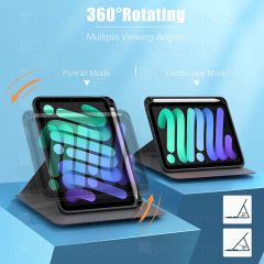 iPad Mini 6. Nesil 2021 Uyumlu Kılıf 360° Dönebilen Kalem Bölmeli Standlı Akıllı Kapak Premium Koyu Yeşil