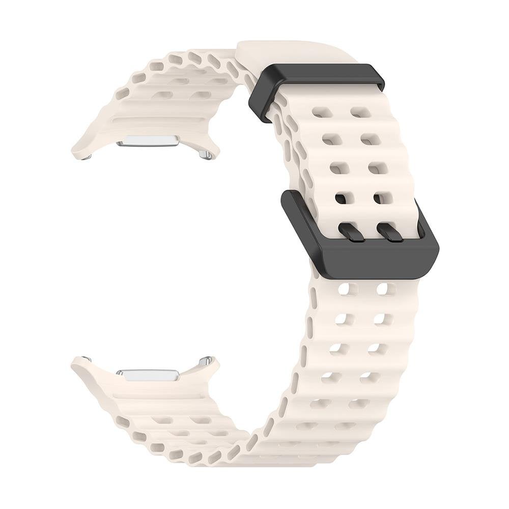 Samsung Galaxy Watch Ultra 47 mm uyumlu Silikon Spor Kordon Özel Pim Soft Jel Silikon Kayış Starlight