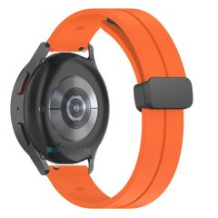 Samsung Gear S3 Silikon Kordon Magnetik D Tokalı Spor Kayış Mıknatıslı Toka Turuncu